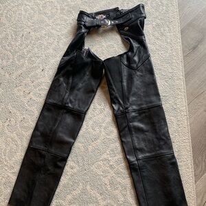 Harley Davidson women’s chaps, black leather, size medium